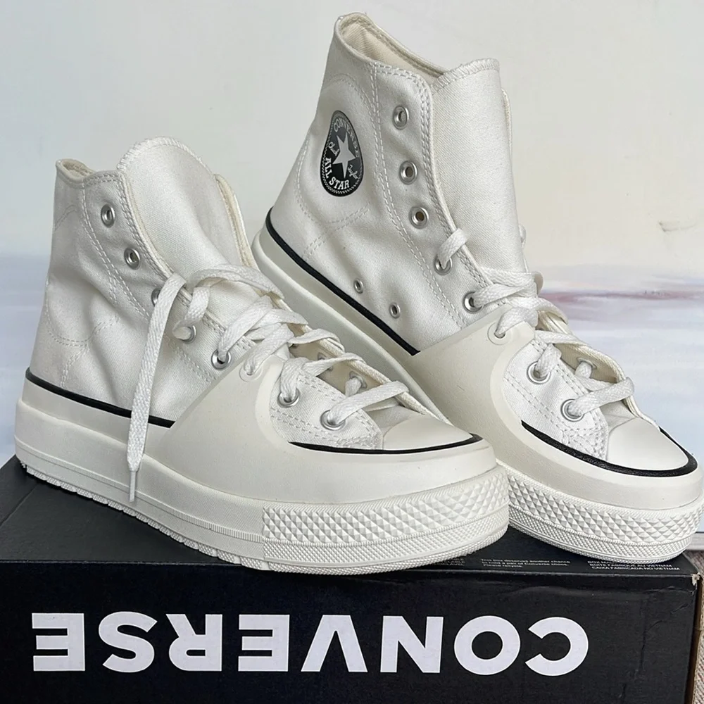 Converse WMNS CTAS A02832C CTAS CONSTRUCT HI VINTAGE WHITE/BLACK/EGRET Platforms